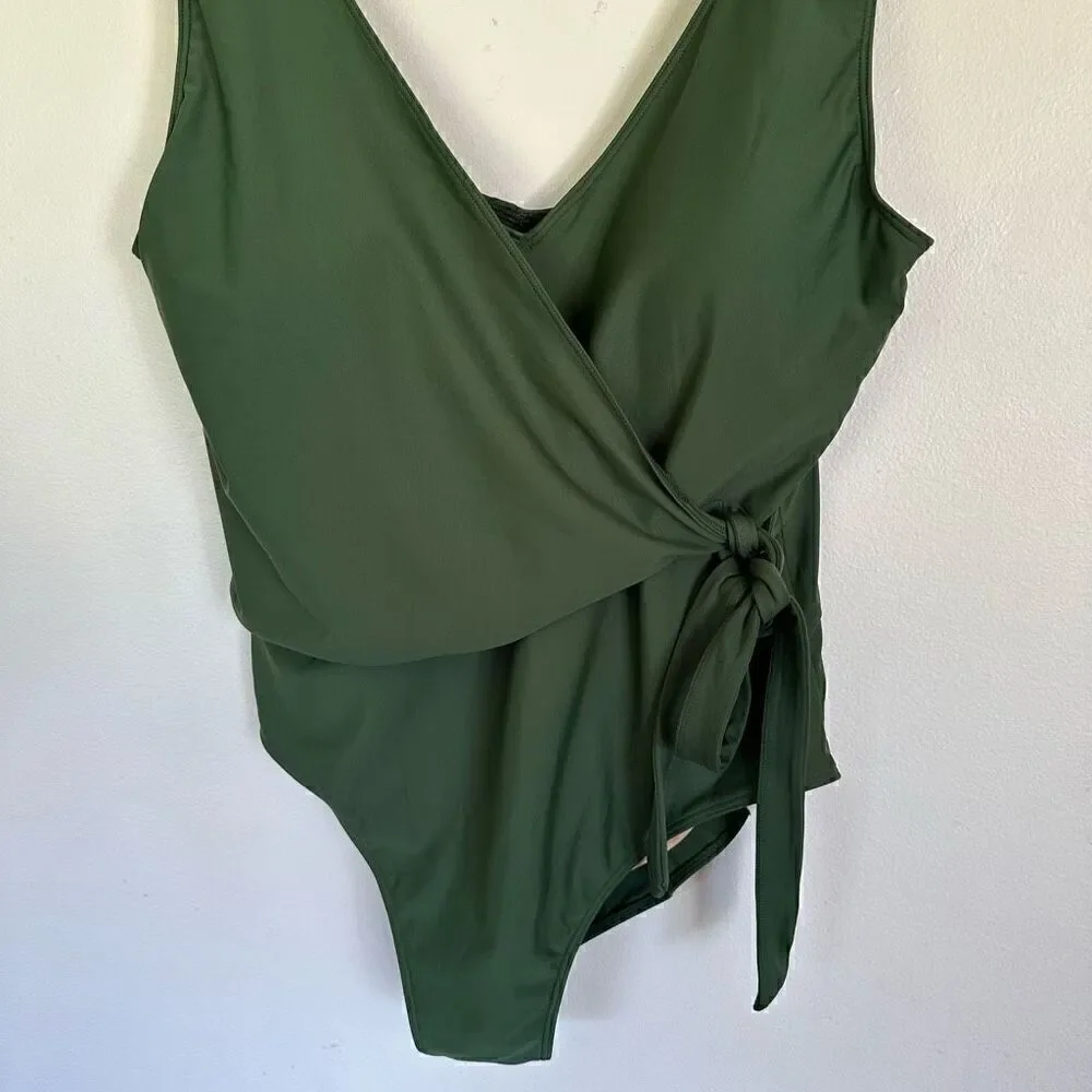 Summersalt Women’s Olive Green The Perfect Wrap One Piece Swimsuit